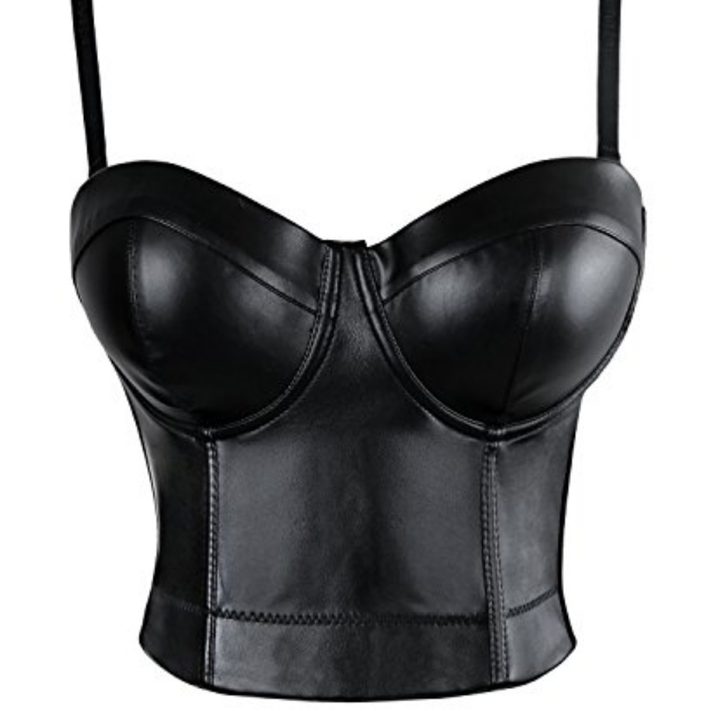 Charmian Women's Push-up Leather Bustier